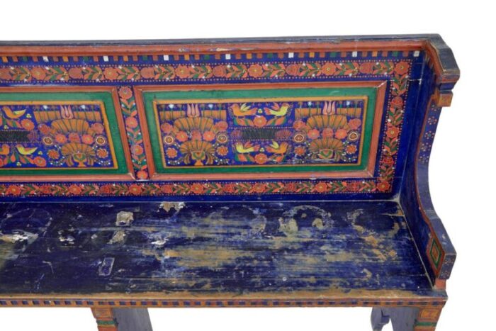 19th century folk art hand painted corner seat 3