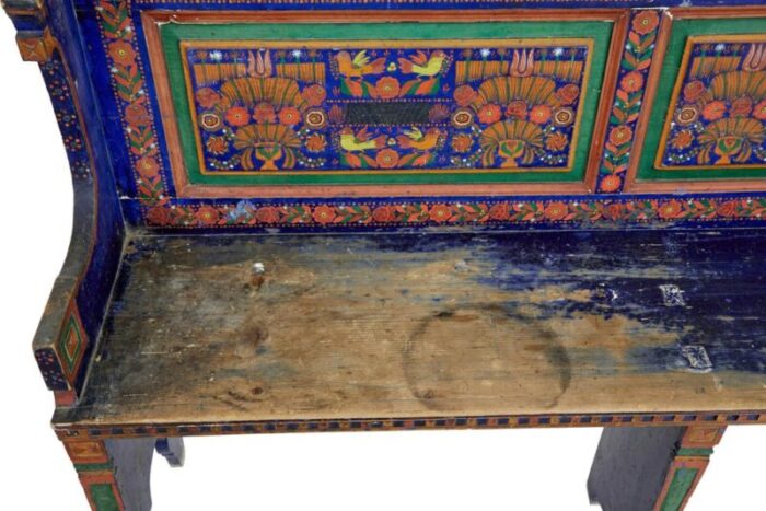 19th century folk art hand painted corner seat 6