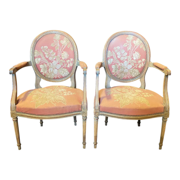 19th century french louis xvi armchairs dining chairs a pair 7050