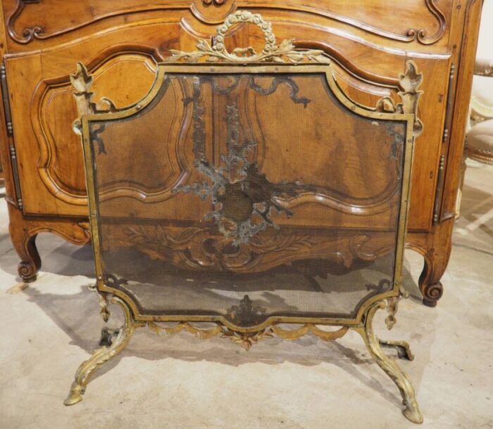 19th century french louis xvi style bronze firescreen with musical trophy 0409