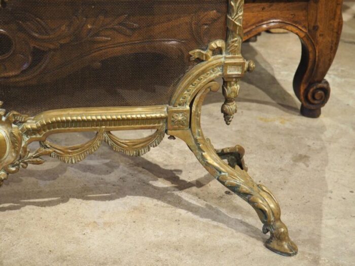 19th century french louis xvi style bronze firescreen with musical trophy 4286