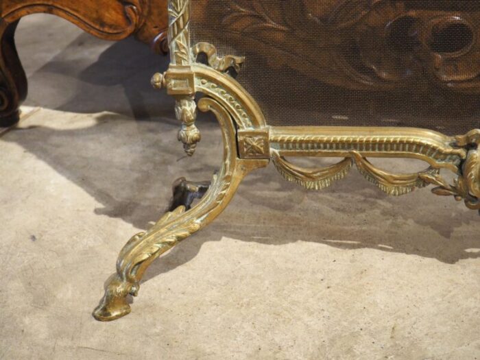 19th century french louis xvi style bronze firescreen with musical trophy 8975