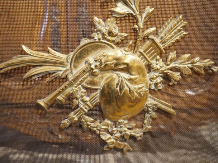 19th century french louis xvi style bronze firescreen with musical trophy 9715