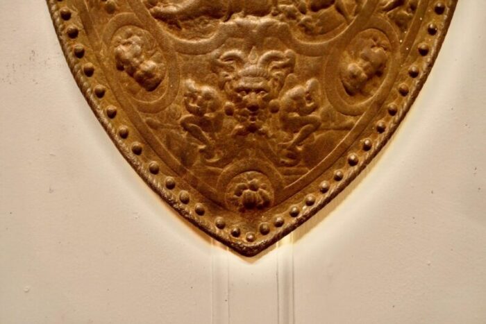 19th century iron wall hanging shield fire back 1880s 5