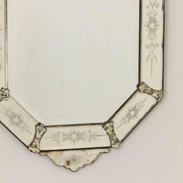 19th century italian etched and beveled mirror in venetian style 1387