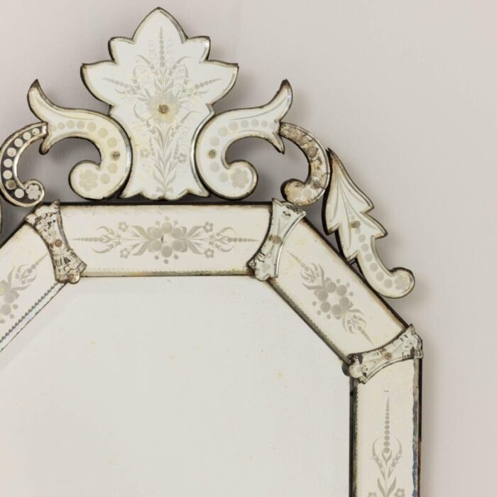 19th century italian etched and beveled mirror in venetian style 2181