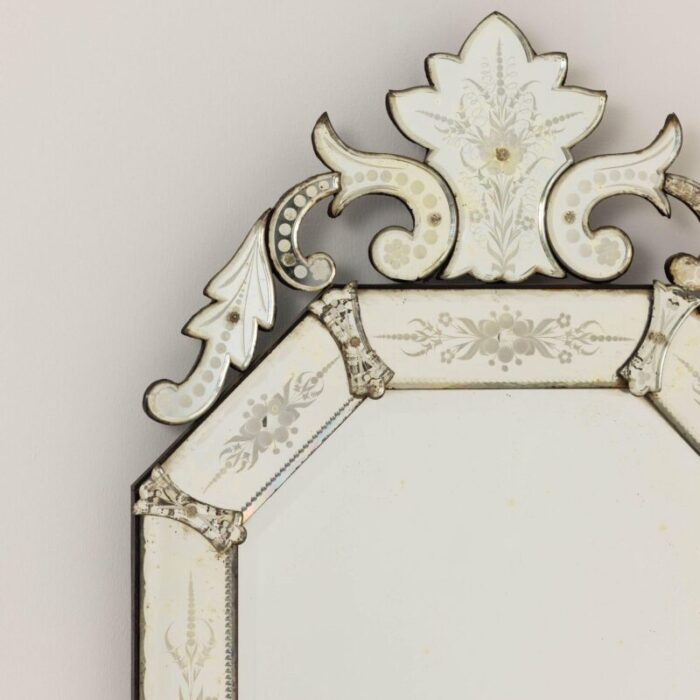 19th century italian etched and beveled mirror in venetian style 6940