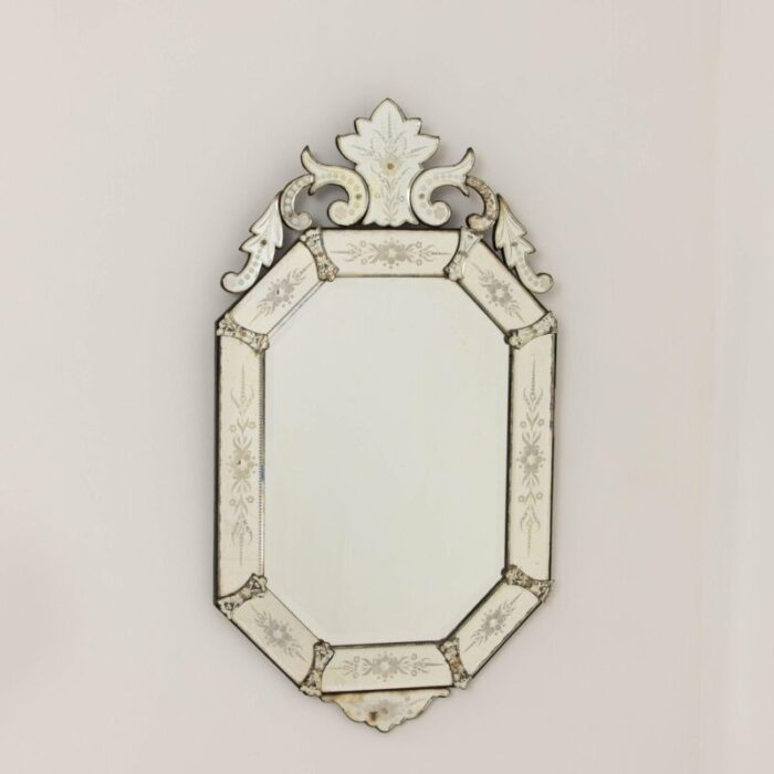 19th century italian etched and beveled mirror in venetian style 7315