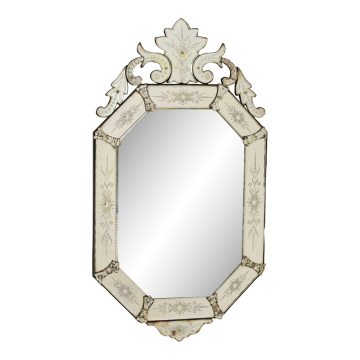 19th century italian etched and beveled mirror in venetian style 8861