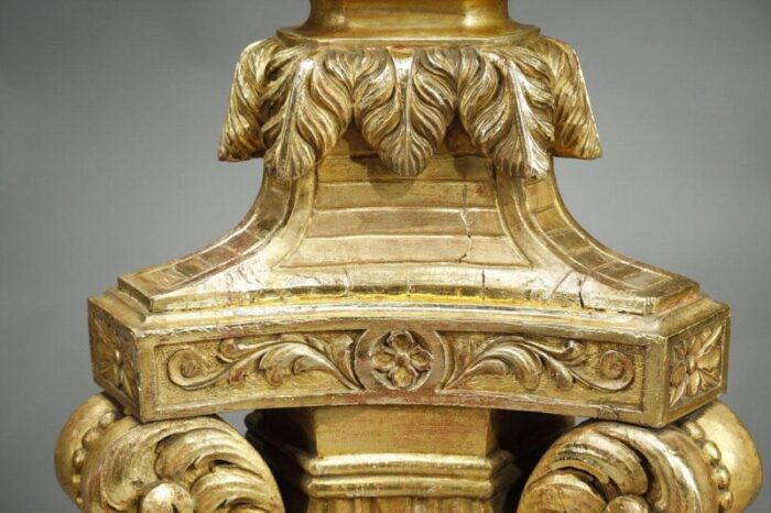 19th century louis xiv gilded wood tripod column 1850s 17