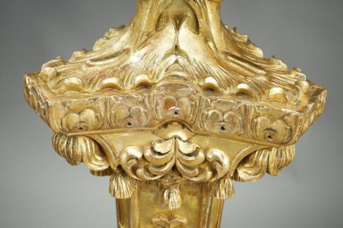 19th century louis xiv gilded wood tripod column 1850s 18