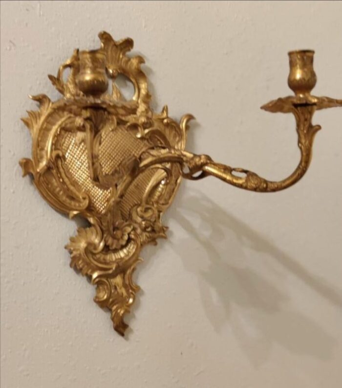 19th century ornate french rococo gilt bronze wall sconces a pair 7662