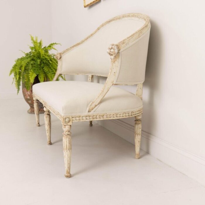 19th century swedish gustavian style settee with lion heads in original paint 0995