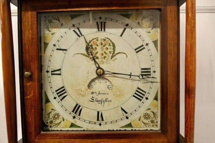 19th century welsh country oak long case clock by wm jones of llanfyllin 7