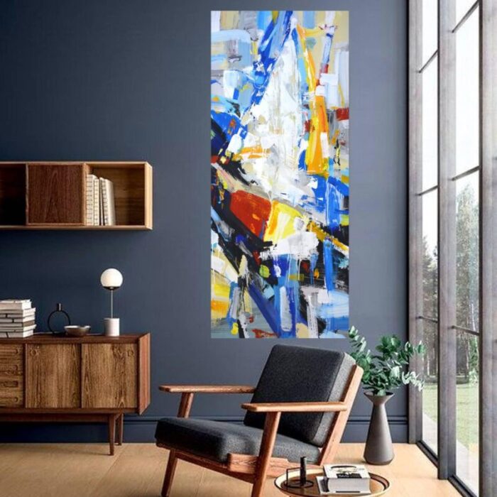 abstract sailboat original painting 7180