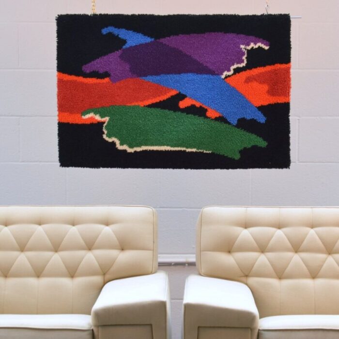 abstract vibrant wall tapestry by junghans 1960s 2