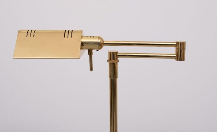 adjustable brass swing arm floor lamp attributed to holtkoetter germany 1980s 1829