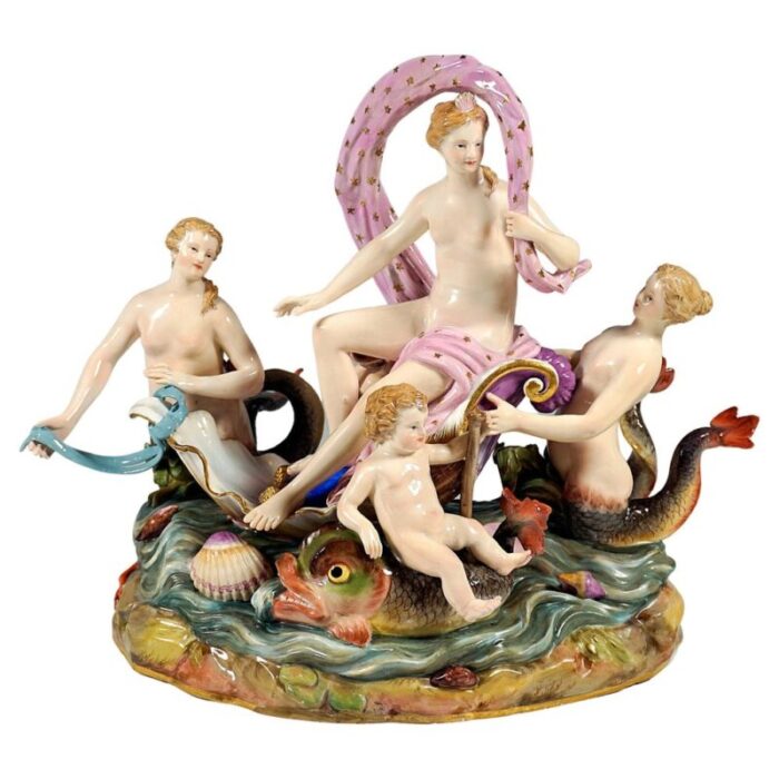 allegorical the water group by m v acier for meissen porcelain germany 1860s 1