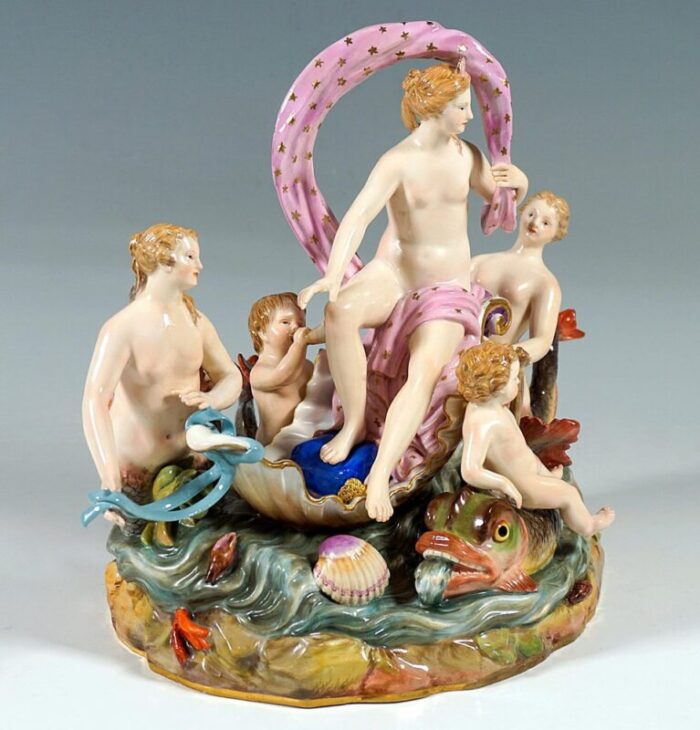 allegorical the water group by m v acier for meissen porcelain germany 1860s 2