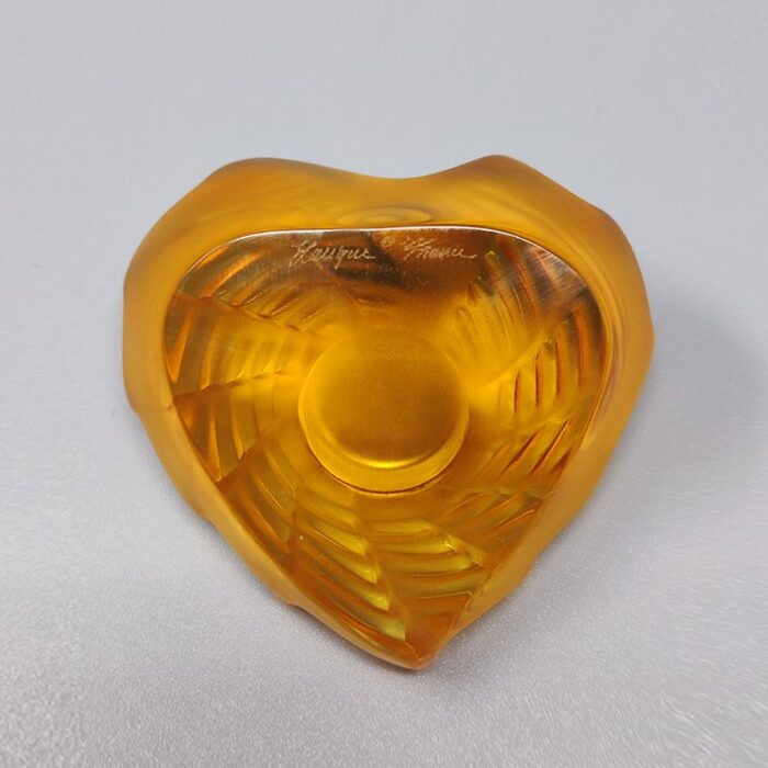 amber crystal clock by lalique france 1990s 6