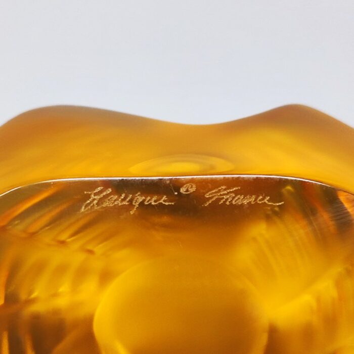 amber crystal clock by lalique france 1990s 7