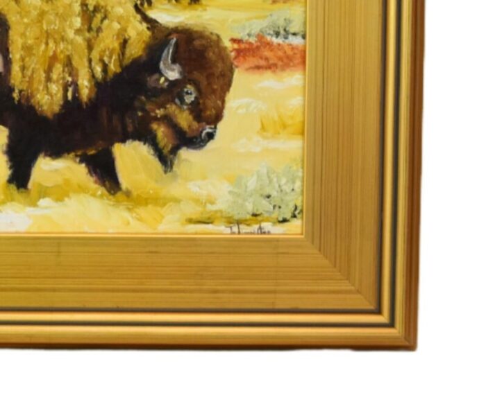 american buffalo bison oil painting including the antiqued gold wood frame 5386