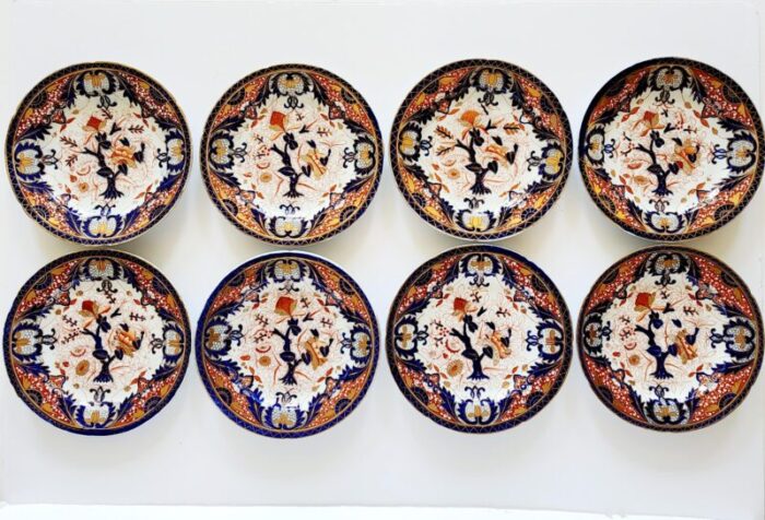 antique 18th century royal crown derby imari kings pattern plates set of 8 7286