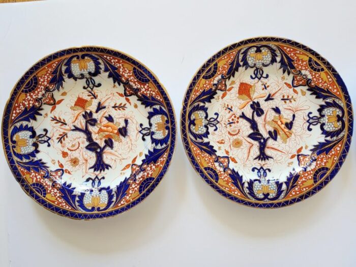 antique 18th century royal crown derby imari kings pattern plates set of 8 8842