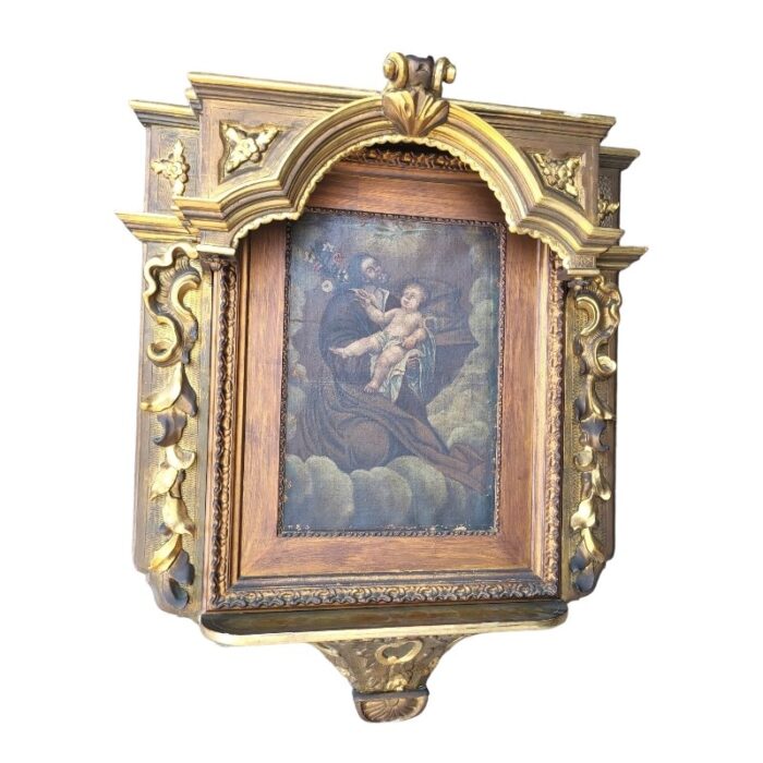 antique altarpiece with oil painting of jesus with child 6