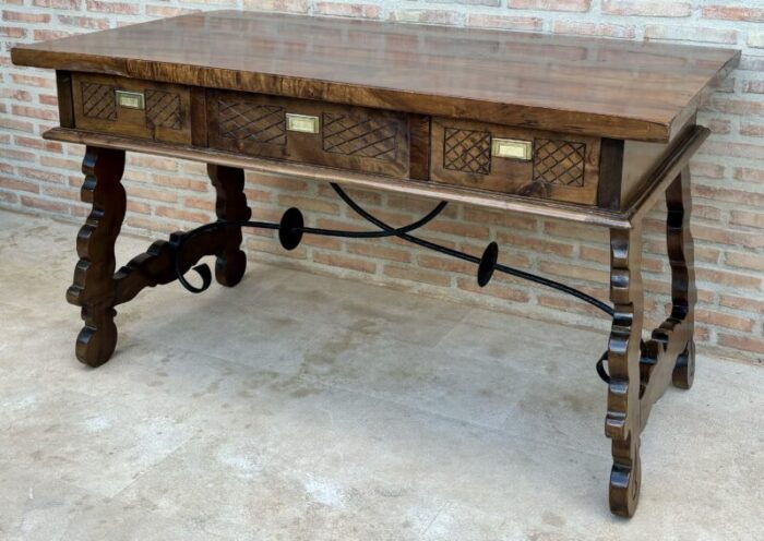 antique baroque spanish desk table 9496