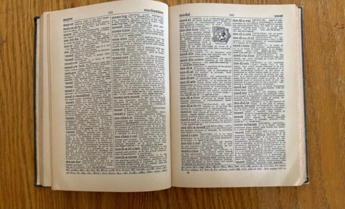 antique blue dictionary 3569