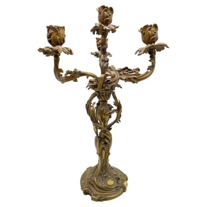 antique bronze rococo candleholder 1880s 1