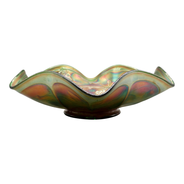 antique carnival glass scalloped footed bowl 7029