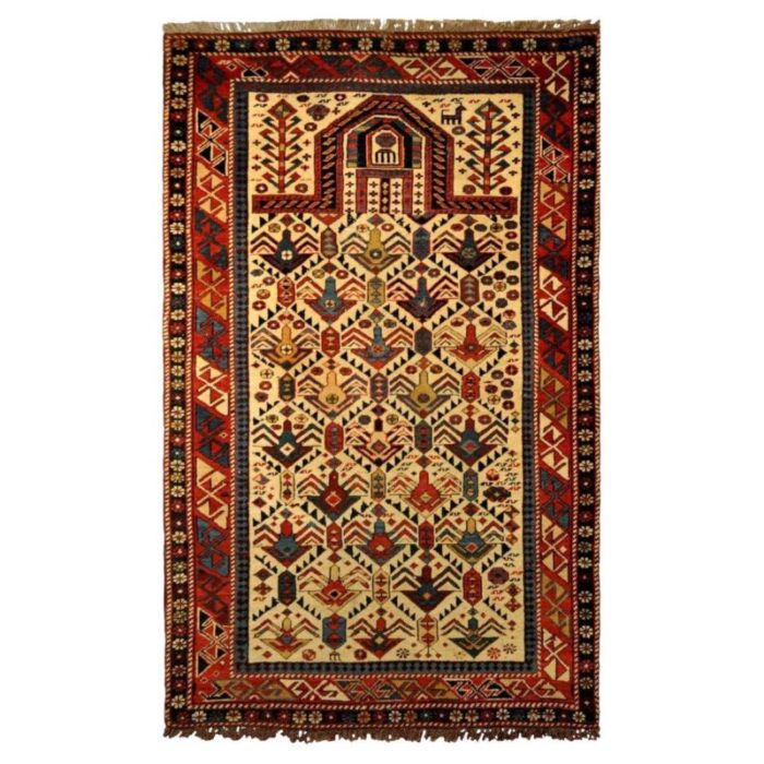 antique caucas daghestan hand knotted wool rug 1880s 1