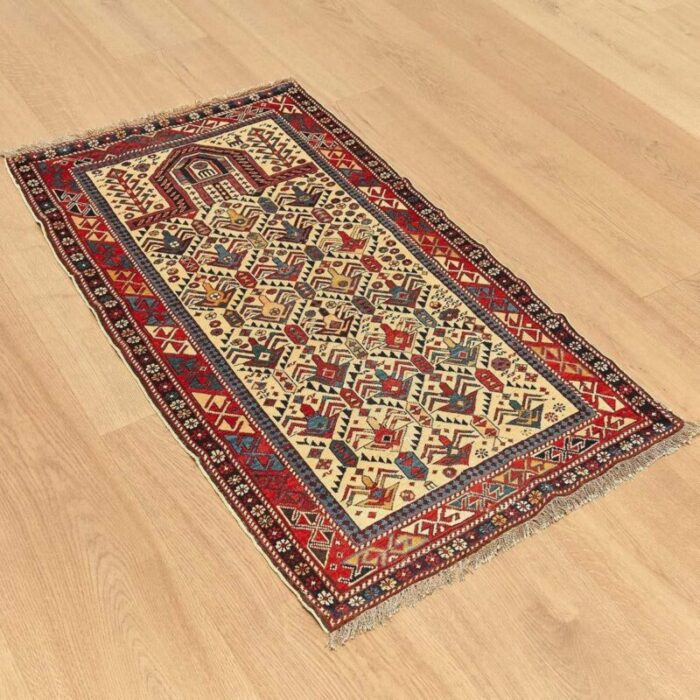 antique caucas daghestan hand knotted wool rug 1880s 3