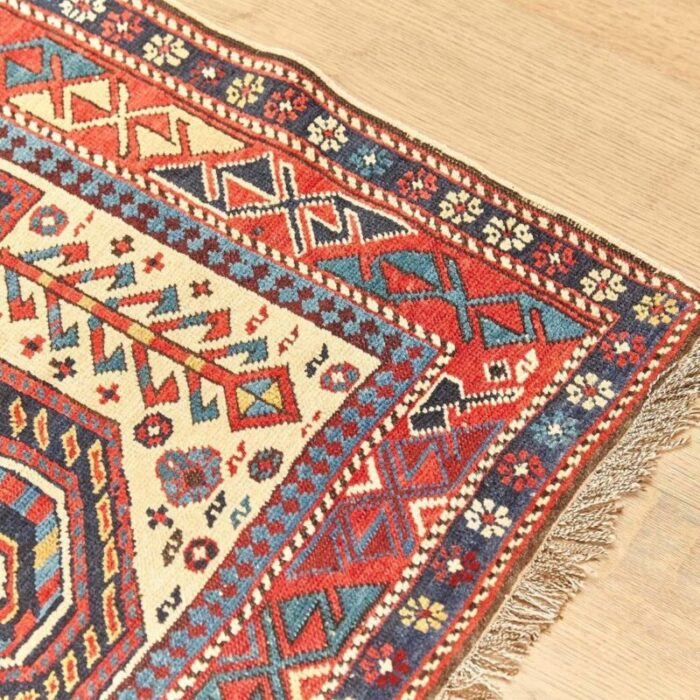 antique caucas daghestan hand knotted wool rug 1880s 6