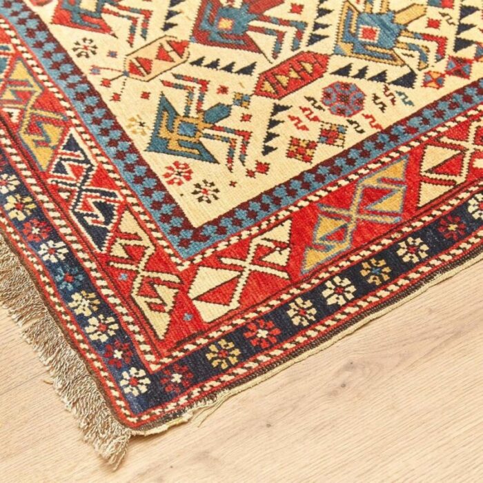 antique caucas daghestan hand knotted wool rug 1880s 8