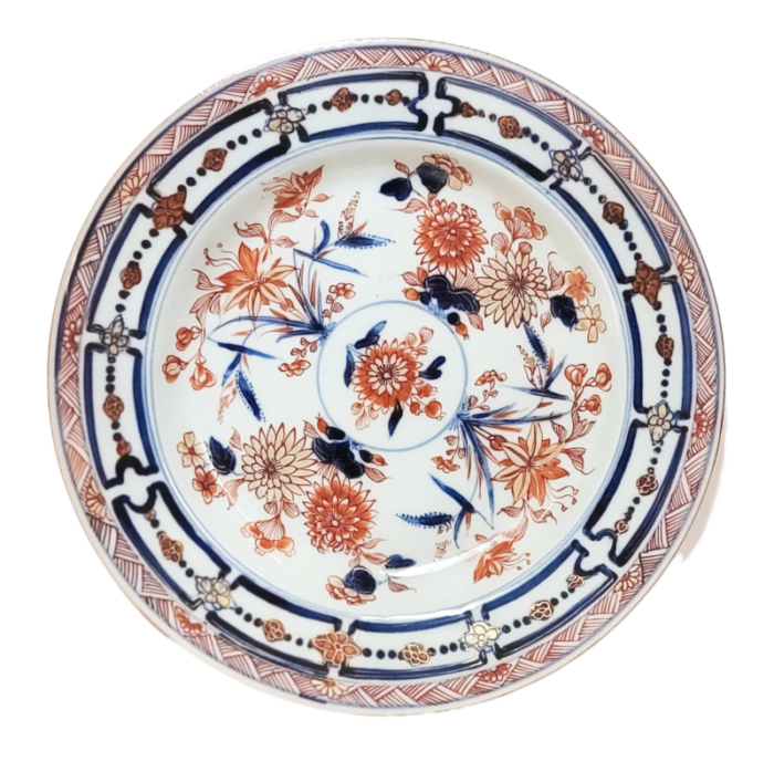 antique chinese plate 18th century imari iron red cobalt and gilding 9418