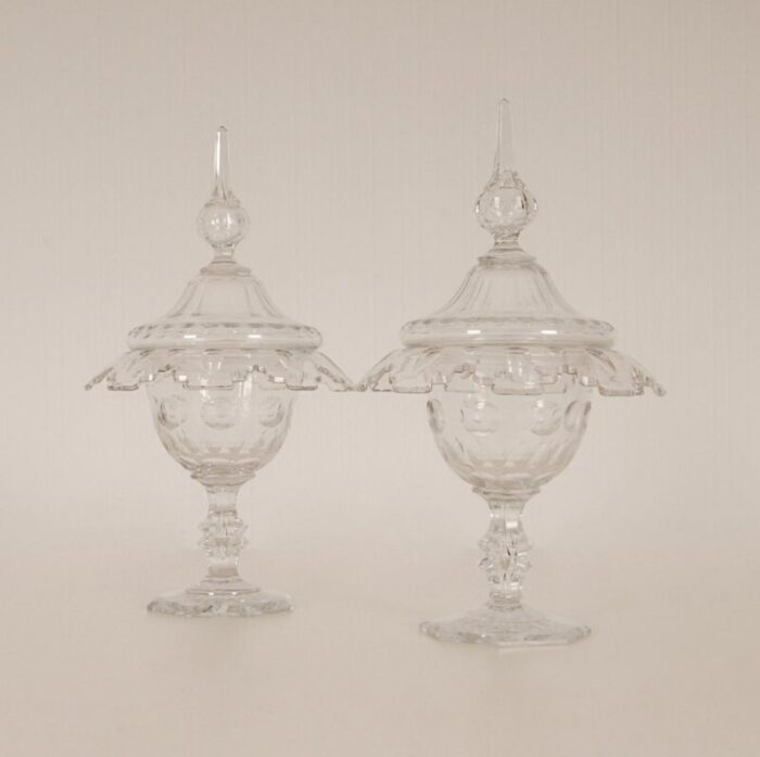 antique crystal cut glass vases set of 2 1