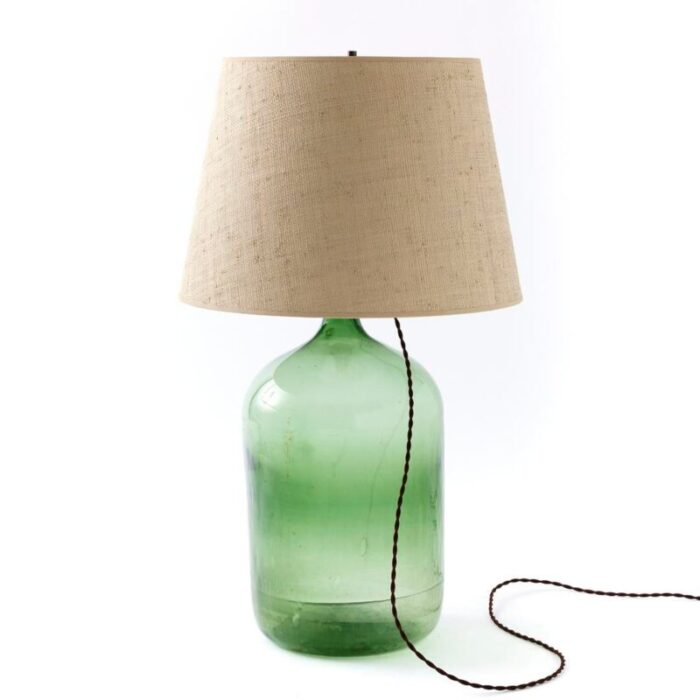 antique demijohn lamp with raffia shade 6257