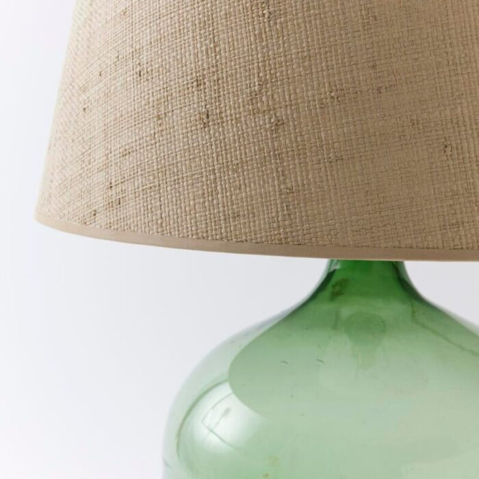 antique demijohn lamp with raffia shade 9246