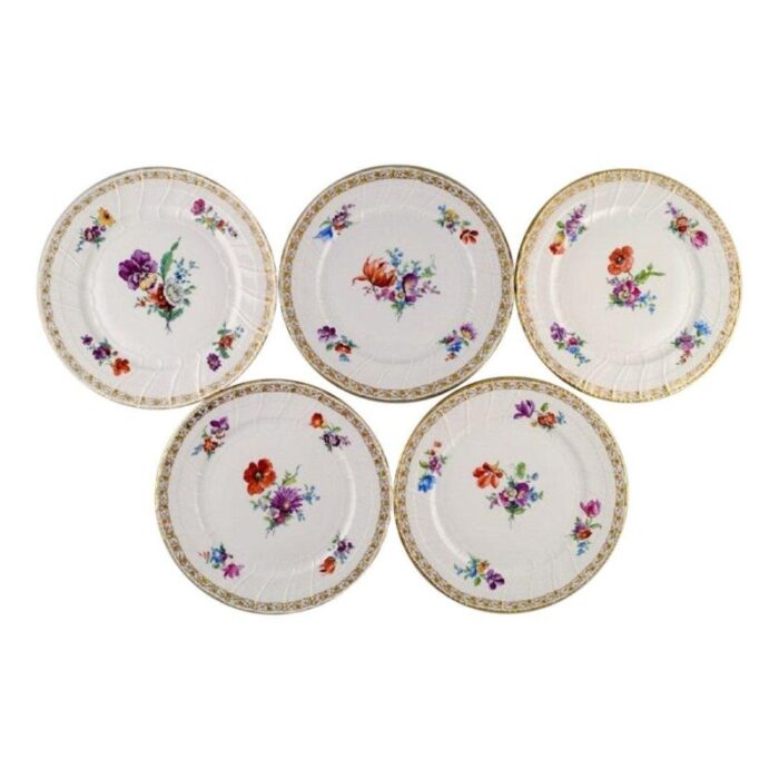 antique dinner plates in curved porcelain 1800s set of 5 1