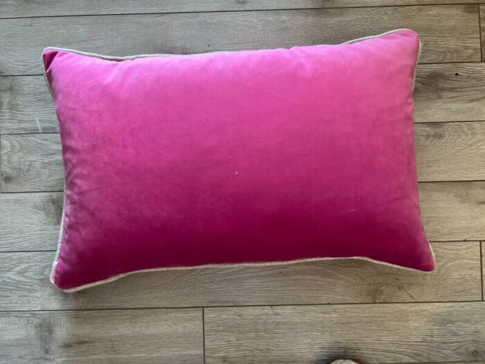 antique early 19th century italian magenta details hand metal gold embroidery pillow 6027