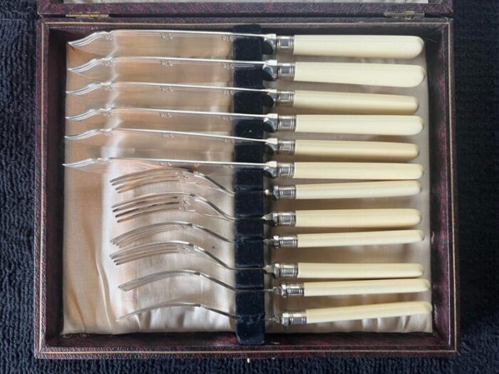 antique english sheffield fish knife and fork set 12 pieces 2531