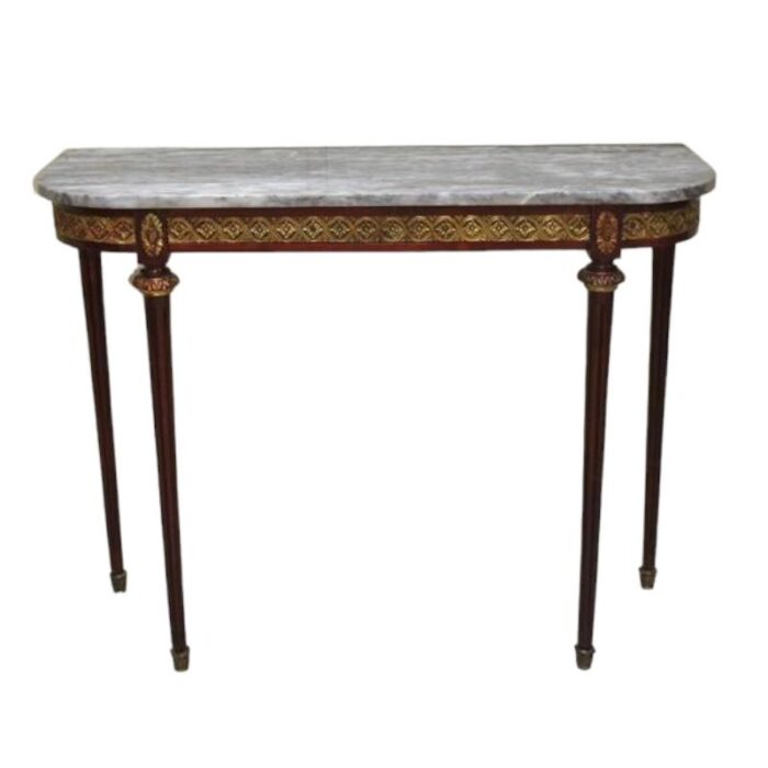 antique french console table with marble top and gilt gold bronze 4940