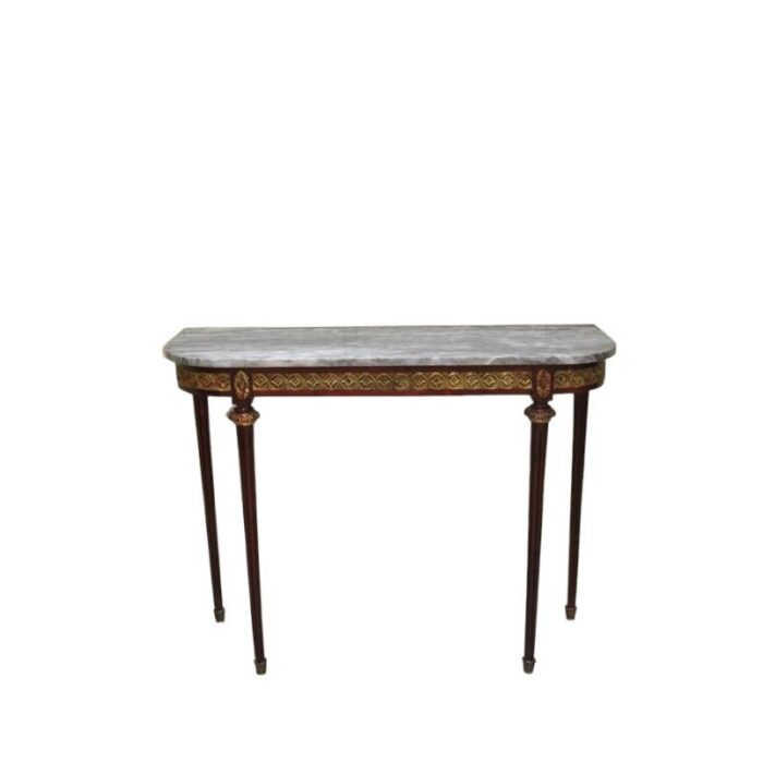 antique french console table with marble top and gilt gold bronze 6564