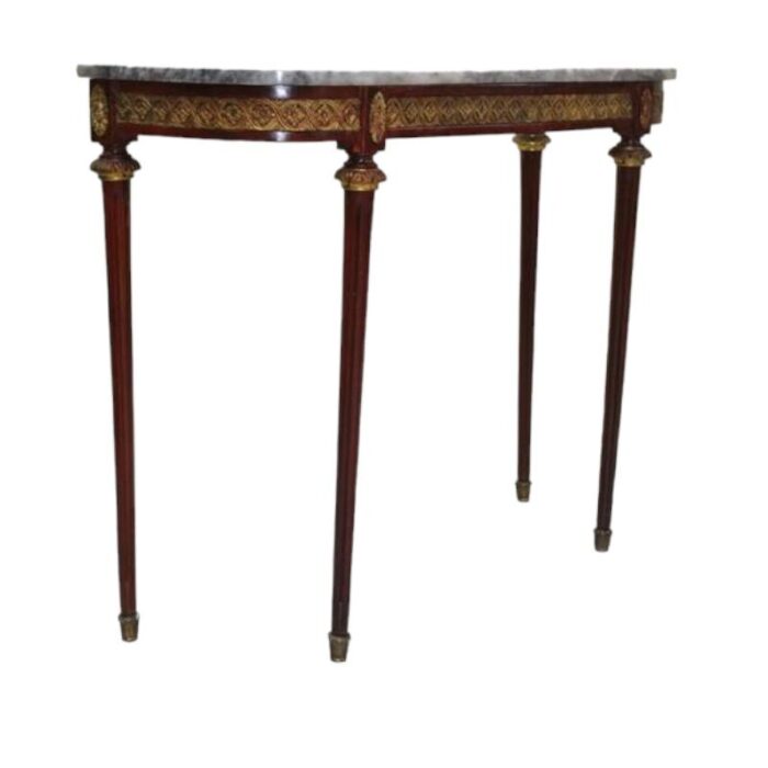 antique french console table with marble top and gilt gold bronze 6983