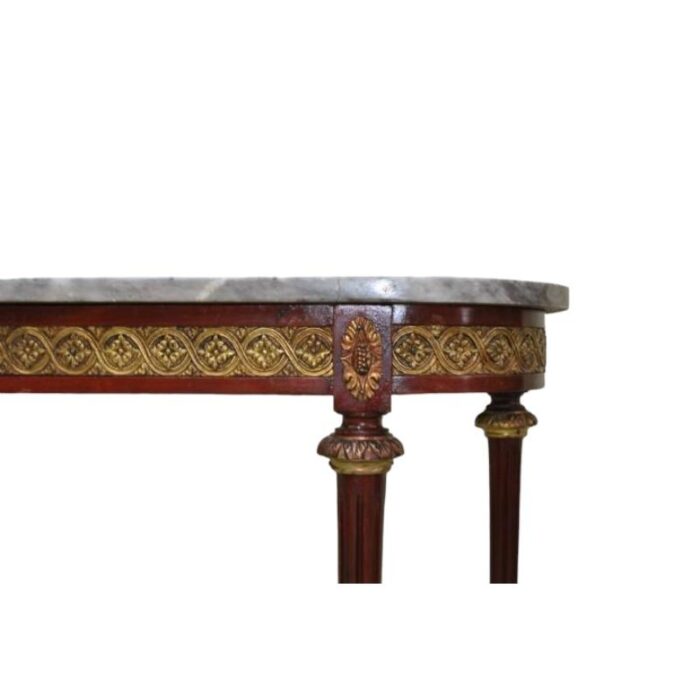 antique french console table with marble top and gilt gold bronze 8443