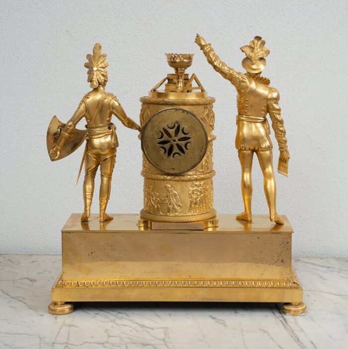 antique french empire clock in finely chiseled golden bronze 19th century 1