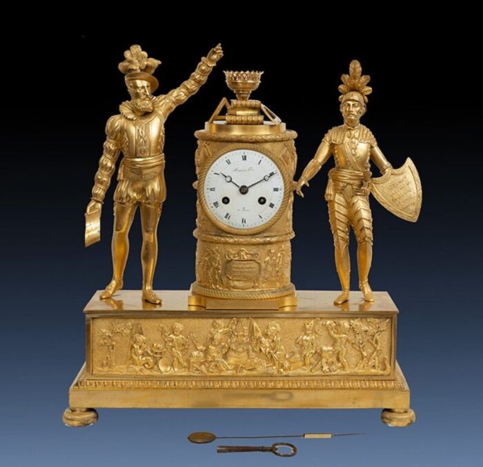 antique french empire clock in finely chiseled golden bronze 19th century 2